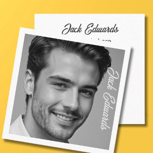 Carte De Visite Carré Black White Simple Photo Médias sociaux