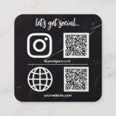 Carte De Visite Carré Black | White Texture Social Media QR Code (Devant)
