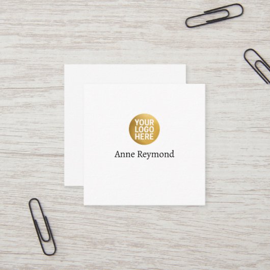 Carte de visite carré blanc avec logo (Devant/Arrière en situation)