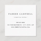 Carte De Visite Carré Blanc bleu bleu clair bordure votre logo minimalis (Dos)