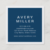 Carte De Visite Carré Blanc et bleu Entreprise moderne Professionnel (Dos)