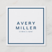 Carte De Visite Carré Blanc et bleu Entreprise moderne Professionnel (Devant)