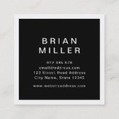 Carte De Visite Carré Blanc et noir Entreprise moderne Professionnel (Dos)