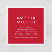 Carte De Visite Carré Blanc et rouge Entreprise moderne Professionnel (Dos)