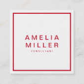 Carte De Visite Carré Blanc et rouge Entreprise moderne Professionnel (Devant)