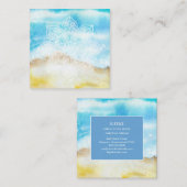 Carte De Visite Carré *~* Blanc Lacey Mandala Beach Océan (Devant / Derrière)