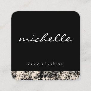 Carte De Visite Carré Blanc minimaliste avec texte cursif avec texture