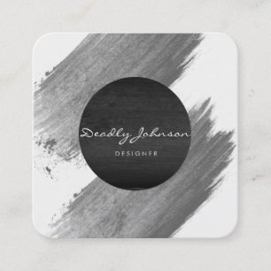 Carte De Visite Carré Blanc noir élégant d'abrégé sur moderne aquare