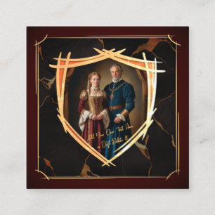 Carte De Visite Carré Blason de Chevalier Médiéval Ancien Style