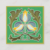 Carte de visite Carré bleu Art Nouveau Vert (Dos)