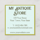 Carte de visite Carré bleu Art Nouveau Vert (Devant)