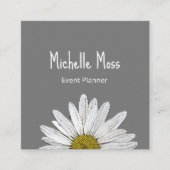 Carte De Visite Carré Bleu blanc Simple Botanique Gris (Devant)