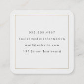 Carte De Visite Carré Bleu | Bordure avec monogramme (Dos)