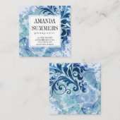 Carte De Visite Carré Bleu contemporain (Devant / Derrière)