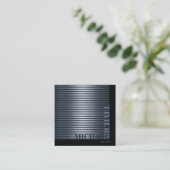 Carte De Visite Carré Bleu de bande métallique minimale ID792 (Debout devant)