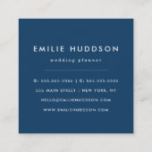 Carte De Visite Carré Bleu de marine, Blancs, Motif rayé (Dos)