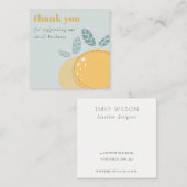 Carte De Visite Carré Bleu Dusky Cute Citron Gras Merci Fruit (Devant / Derrière)
