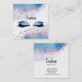 Carte De Visite Carré Bleu en pastel de parties scintillantes d'abrégé (Devant / Derrière)