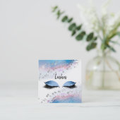 Carte De Visite Carré Bleu en pastel de parties scintillantes d'abrégé (Debout devant)