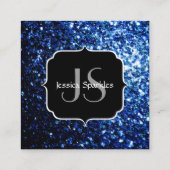 Carte De Visite Carré Bleu foncé foncé brillant parties scintillant scin (Dos)