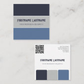 Carte De Visite Carré Bleu gris rayures harmoniques palette de couleurs  (Devant / Derrière)