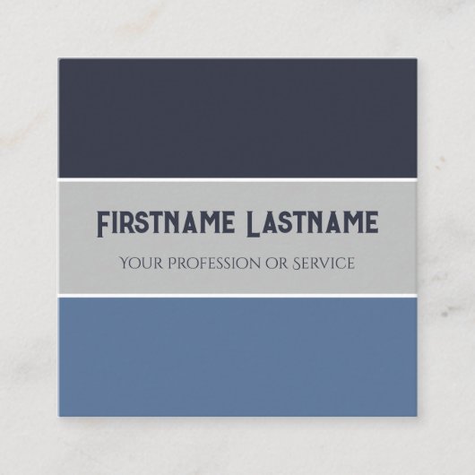 Carte De Visite Carré Bleu gris rayures harmoniques palette de couleurs  (Devant)