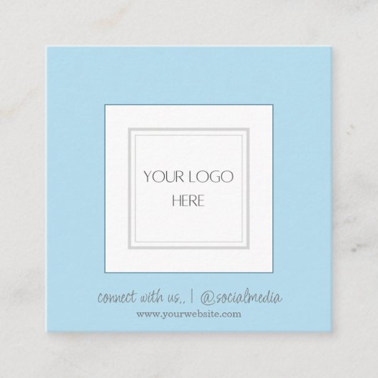 Carte De Visite Carré Bleu | Logo | Code QR (Devant)