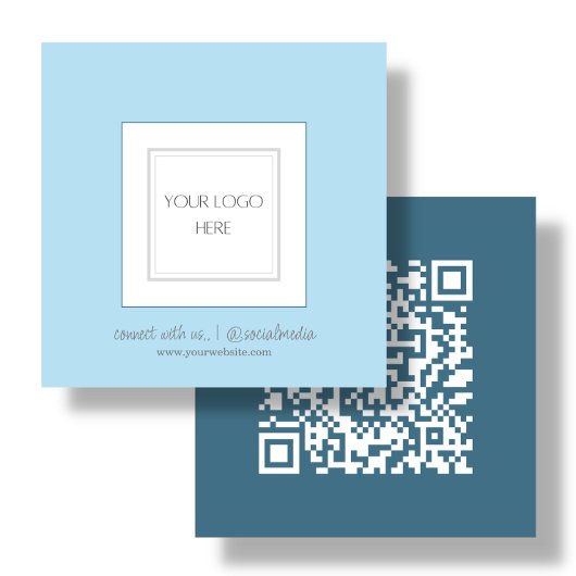 Carte De Visite Carré Bleu | Logo | Code QR