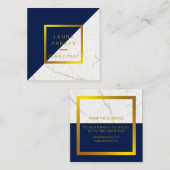 Carte De Visite Carré Bleu Marbre Or Faux Construction professionnelle (Devant / Derrière)