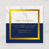 Carte De Visite Carré Bleu Marbre Or Faux Construction professionnelle (Dos)