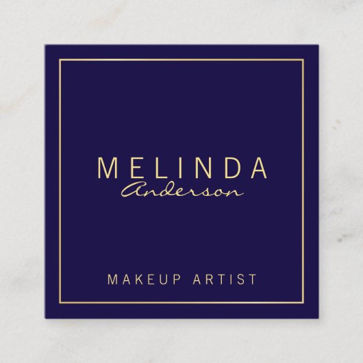 Carte De Visite Carré Bleu marine et or modernes simples professionnels (Devant)