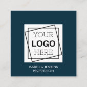 Carte De Visite Carré Bleu Marine | Logo | Code QR (Devant)