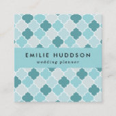 Carte De Visite Carré Bleu Marocain Trellis, Lattes, Quatrefoil (Devant)