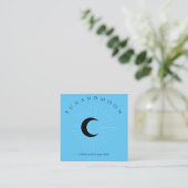 Carte De Visite Carré Bleu Minimal Moderne Céleste Soleil Lune (Debout devant)