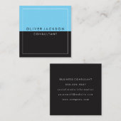 Carte De Visite Carré Bleu noir Deux tons avec bordure blanche (Devant / Derrière)