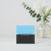 Carte De Visite Carré Bleu noir Deux tons avec bordure blanche (Debout devant)