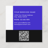 Carte De Visite Carré Bleu, noir et blanc, couleur moderne simple (Dos)