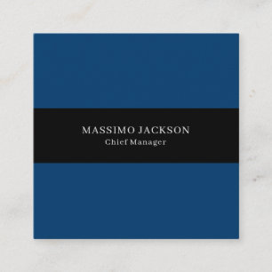 Carte De Visite Carré Bleu Noir Tendance Simple Minimaliste Professionne
