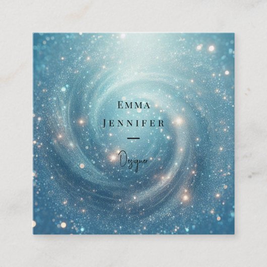 Carte De Visite Carré Bleu Océan subtil parties scintillant douce arrièr (Devant)