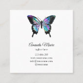 Carte De Visite Carré bleu papillon vie coach thérapeute holographe opal (Dos)
