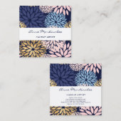 Carte De Visite Carré Bleu rose Dahlia (Devant / Derrière)