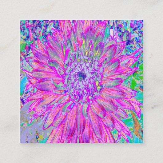Carte De Visite Carré Bleu rose et violet cool Artsy Dahlia Bloom (Devant)