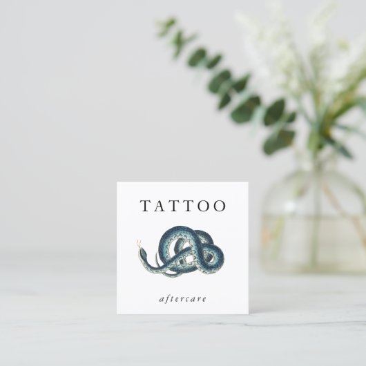 Carte De Visite Carré Bleu serpent Tatouage Instructions d'après-soins M (Debout devant)