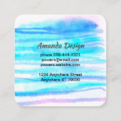 Carte De Visite Carré bleu turquoise et bleu peint abstrait original (Dos)