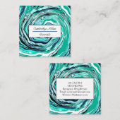 Carte De Visite Carré Bleu, Turquoise et Marbre Turquoise (Devant / Derrière)