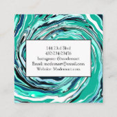 Carte De Visite Carré Bleu, Turquoise et Marbre Turquoise (Dos)