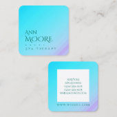 Carte De Visite Carré Bleu vert clair en pierre de marbre (Devant / Derrière)