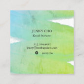 Carte De Visite Carré Bleu Vert texture teinte de brosse à bande de pein (Dos)