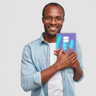 Carte De Visite Carré Bleu violet Océanique Abstrait QR LOGO