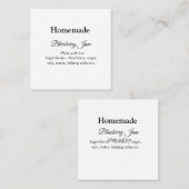 Carte De Visite Carré Bleuet maison et confiture faite avec amour ajoute (Devant / Derrière)